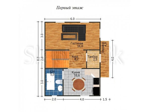 Каркасный дом с санузлом ДК-28. Картинка №1