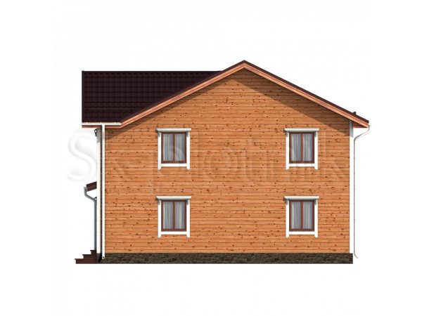 Двухэтажный дачный дом из бруса с террасой Д-59. Картинка №1