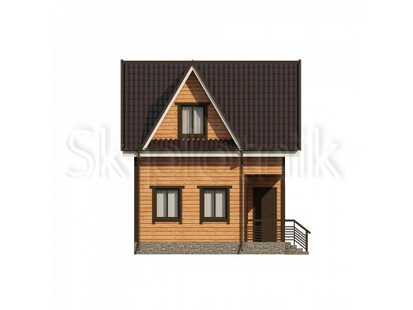 Дом 6х7 из бруса с террасой и балконом Д-31. Картинка №1