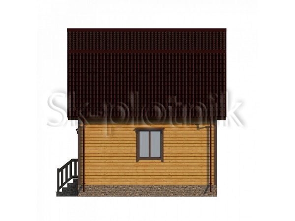 Дом из бруса 6х6 с ломанной крышей и балконом Д-67. Картинка №1
