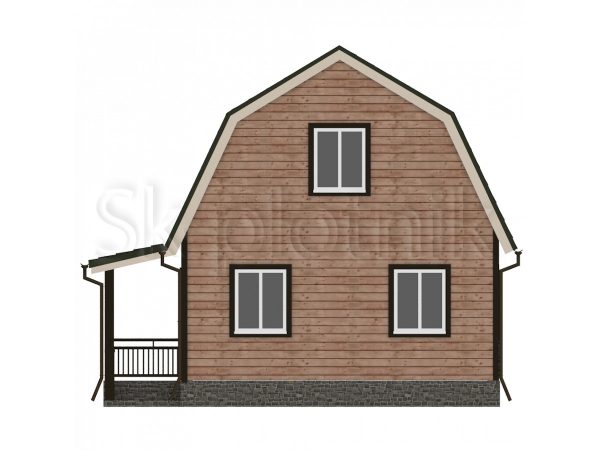 Дачный дом 6х6 из бруса с мансардой и крыльцом Д-13. Картинка №1