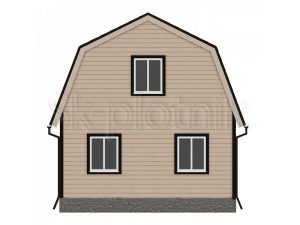 Дом 6х8 из бруса с ломаной крышей и террасой Д-2