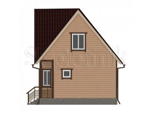 Деревянный брусовый дом из бруса с балконом Д-10