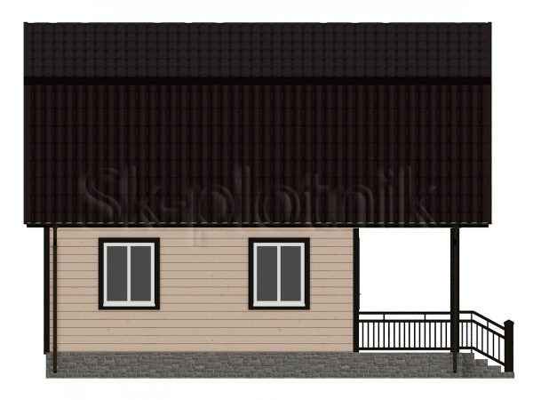 Каркасный дом 6х8 с террасой и балконом ДК-2. Картинка №1