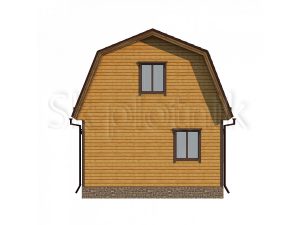 Дом из бруса с мансардой и ломаной крышей 6х8 Д-74