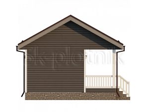 Одноэтажный каркасный дом 6х6 с террасой ДК-84