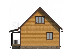 Дом из бруса с двускатной крышей 7х9 Д-76