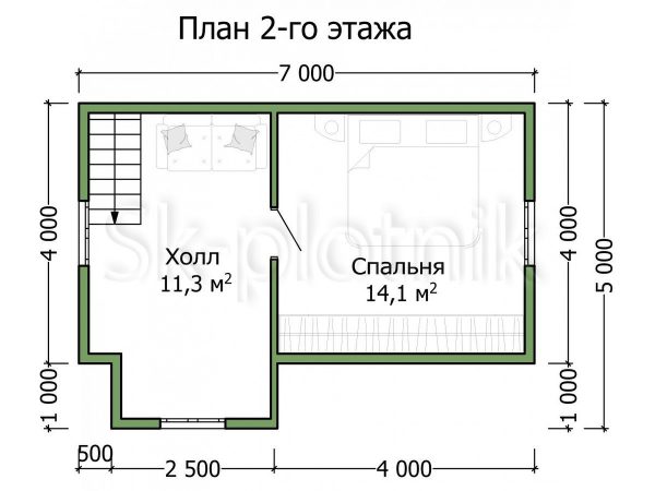 Небольшой каркасный дом 6х7 ДК-100. Картинка №1