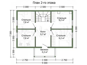Двухэтажный каркасный дом 6х9 ДК-93
