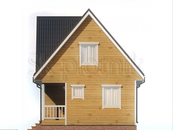 Дачный дом из бруса 6х7 с мансардой и крыльцом Д-100. Картинка №1