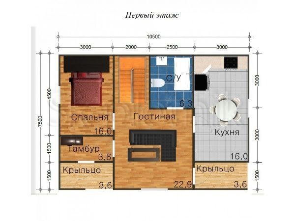 3 варианта планировки дома 8 на 10 метров